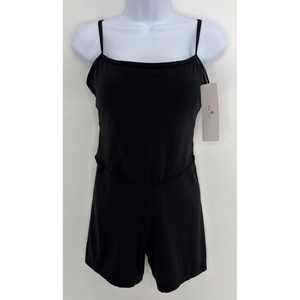 CRZ YOGA Butterluxe Romper Womens M Black 4in Bodysuit Shorts NWT RB003A4